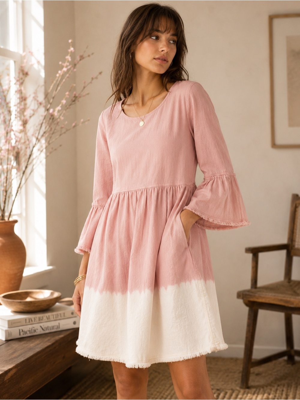 Anthropologie Holding Horses Lilibet Ombre Bell Sleeve Dress Size 4